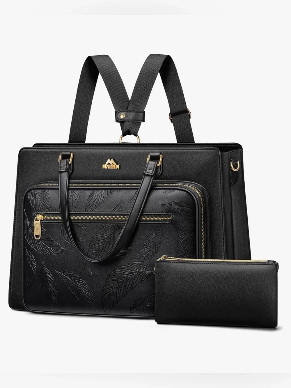 Matein NWT Black Convertible Laptop Tote Backpack Teacher Work Travel Bag RFID